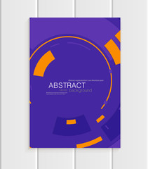 Vector brochure in abstract style with yellow shapes on purple background
