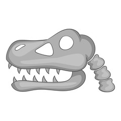Skull of dinosaur icon. Gray monochrome illustration of skull of dinosaur vector icon for web