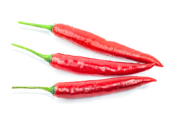 Red chilli pepper on white background.