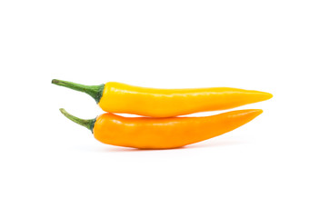 Yellow chilli pepper on white background.