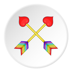 Two arrows LGBT icon. Cartoon illustration of two arrows LGBT vector icon for web