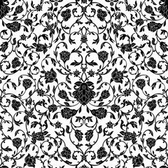 Vector intricate seamless pattern Eastern style on white background. Ornate pattern for design.Monochrome line art ornamental decoraton of wedding invitations and greeting cards