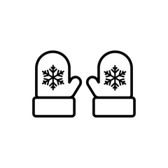 mitten glove pair potholder thin line outline black icon on whit