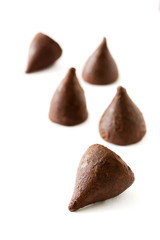 Homemade chocolate truffles isolated on white background

