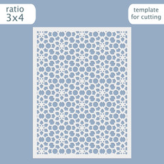 Laser cut wedding invitation card template.  Cut out the paper card with lace pattern.  Greeting card template for cutting plotter. Vector.