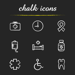 Medical chalk icons set