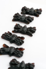 Row of Halloween jelly spider candy