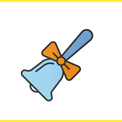 School bell with bow color icon
