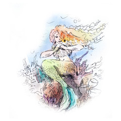 Obraz na płótnie Canvas mermaid watercolor