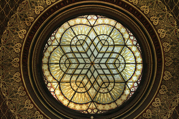 vitrail. Synagoge Espagnole. Praag. / Glas-in-lood. Spaanse Synagoge. Praag.