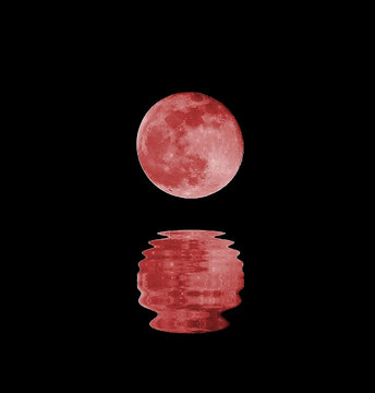 ed full moon with the reflection on the water