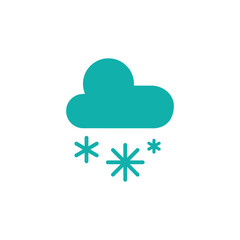 cloud snow snowflackes winter simple blue icon on background