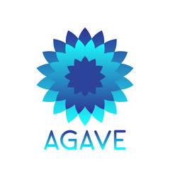 Agave, abstract blue logo template, vector illustration
