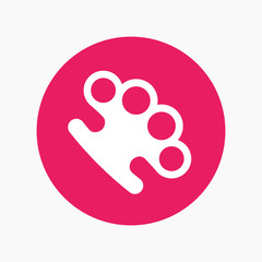 brass knuckles round icon on white