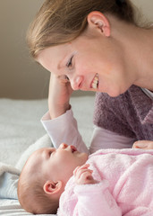 Mother and baby interacting