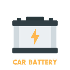 car battery flat icon on white, vector illustration