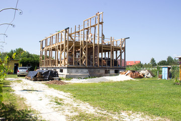 construction of wood frame residential building