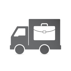 Isolated delivery truck with  a briefcase