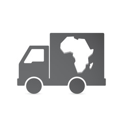Isolated delivery truck with  a map of the african continent