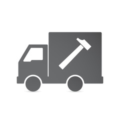 Isolated delivery truck with a hammer