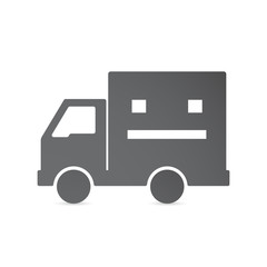 Isolated delivery truck with a emotionless text face