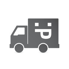 Isolated delivery truck with a sticking out tongue text face