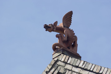 Rooftop Winged Dragon Sculpture