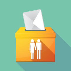 Long shadow ballot box with a heterosexual couple pictogram