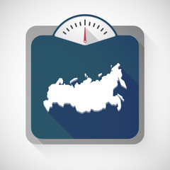 Isolated long shadow body weight scale with  a map of Russia