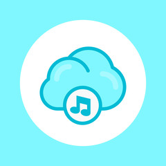 music in cloud icon in flat style, vector illustration