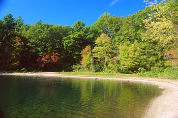 Crystal clear waters of the Walden Pond in Concord, Massachusetts, USA.
