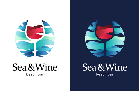 Sea and wine logo template