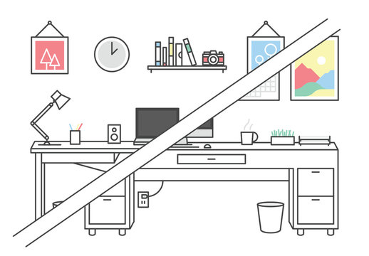 Illustrations sur le th&egrave;me du bureau