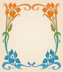Art deco frame with iris.
