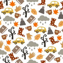 Seamless cartoon background autumn