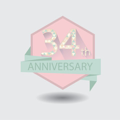 34th aniversary celebration design badge