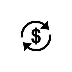 dollar convert money refresh pay icon vector simple black