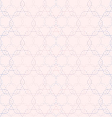 Vector seamless pattern, repeating geometric tiles, ornamental tracery background in trendy colors: rose quartz, serenity, soft pink. Modern abstract texture, design for tileable print, digital, web