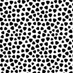 Vector monochrome seamless pattern, black & white geometric triangle spots. Abstract background, endless texture for fabric print, card, table cloth, furniture, banner, cover, decoration, wrapping