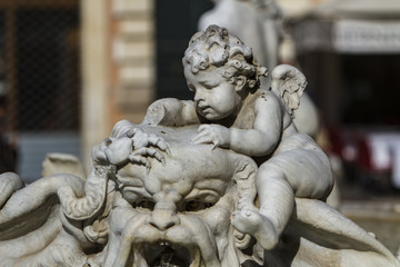Fototapeta na wymiar Fountain of Neptune at Piazza Navona in Rome
