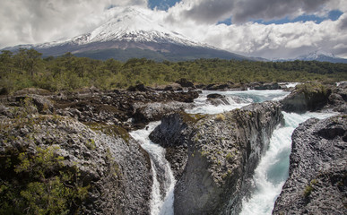 Osorno Volcano and Petrohue River in the Patagonia region of Chile
