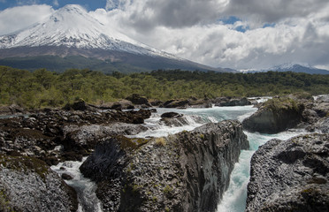Osorno Volcano and Petrohue River in the Patagonia region of Chile