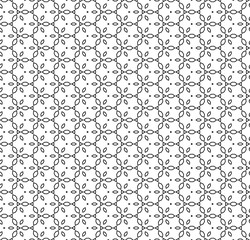Vector monochrome seamless pattern, repeat ornamental background, geometric tiles, oriental style, black & white. Abstract endless texture. Design element for prints, identity, decor, textile, digital