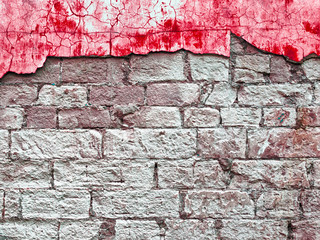 plastered brick wall background texture, damaged plaster wall