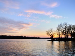 Calm evening on the bank of Dneeper