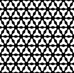 Vector monochrome seamless pattern, smooth geometric figures, regular grid. Black & white background. Modern geometric texture for prints, stamping, decoration, textile, wallpaper, cover, digital, web
