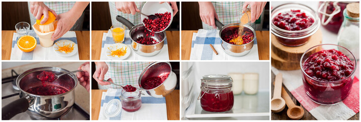 A Step by Step Collage of Making Cranberry Sauce