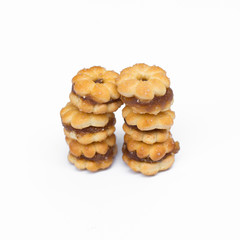 biscuits, filled with pineapple jam isolated on white background