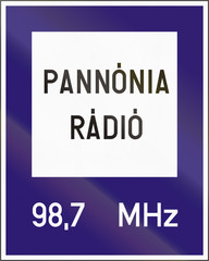 Road sign used in Hungary - Radio station for road and traffic information