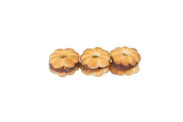 biscuits, filled with pineapple jam isolated on white background